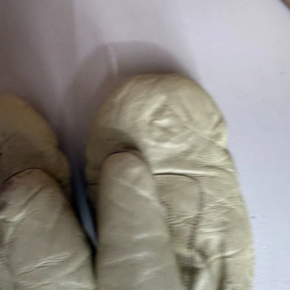 VTG 1980s ARIS Leather Down Filled Ski Mittens Gloves Ladies Medium Warm